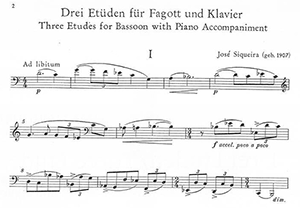 Jose Siqueira: Three Etudes for Bassoon and Piano Jose Siqueira: Three Etudes for Bassoon and Piano