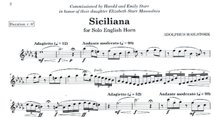 Adolphus Hailstork: Siciliana for Solo English Horn Adolphus Hailstork: Siciliana for Solo English Horn